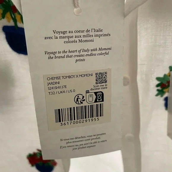 Sézane x Momoni Collaboration Tomboy Shirt NWT in Size 0 - Picture 9 of 9